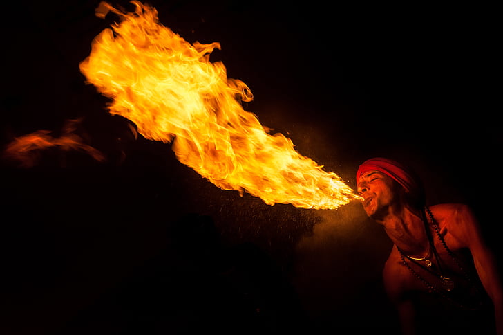 vuurspuwers, kunstenaar, jongleur, brand, Fire - natuurverschijnsel, warmte - temperatuur, vlam