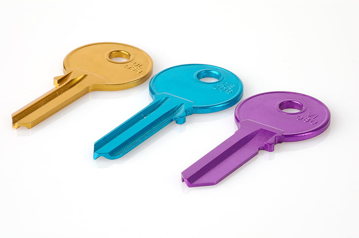 krāsains, krāsainiem, atslēgas, atslēga, drošības, mājas īpašnieku, apgūstot