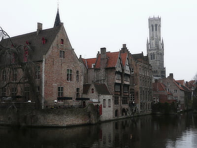 Bruges, Brugges, Bruges Belgio, Belgio, Venezia del Nord, la nebbia, Marseda