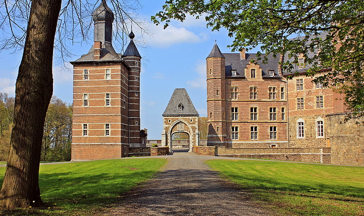 Château, Château merode, Parc, Meadow, arbres, vieux, de style Renaissance
