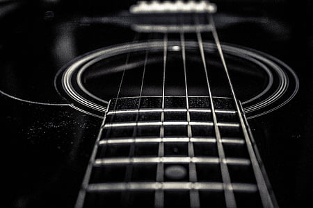 guitar, cổ điển, màu đen, hợp âm, âm nhạc, nhạc cụ, guitar màu đen