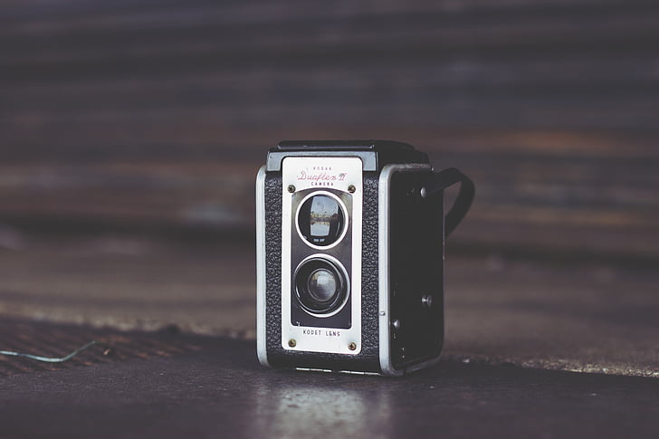 kameran, Kodak, Duaflex, retro, Vintage, gamla, fotografering