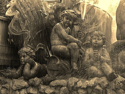 Brunnen-detail, Bordeaux, Putten, Statue, Geschichte, Skulptur, Religion
