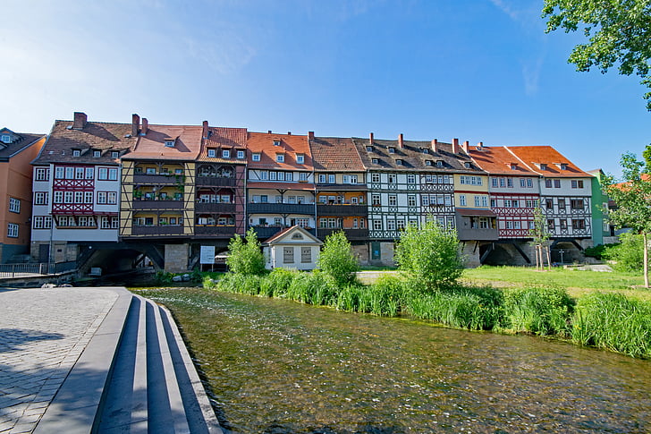 Chandler bridge, Erfurt, Türingia-Németország, Németország, óváros, régi épület, Nevezetességek