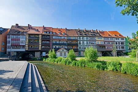 Chandler bridge, Erfurt, Thüringen Tyskland, Tyskland, gamlebyen, gammel bygning, steder av interesse