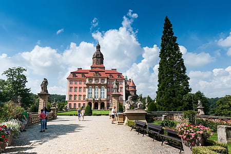 Książ, Castle, herceg kő, Lengyelország, nap, nyári, Szilézia