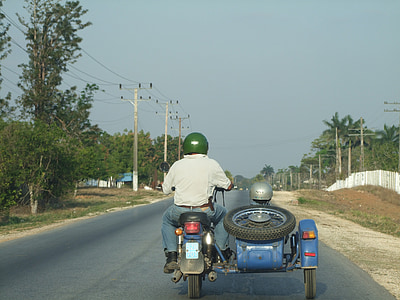 moto, sidecar, motor, transporte, bicicleta, velocidad, Cuba