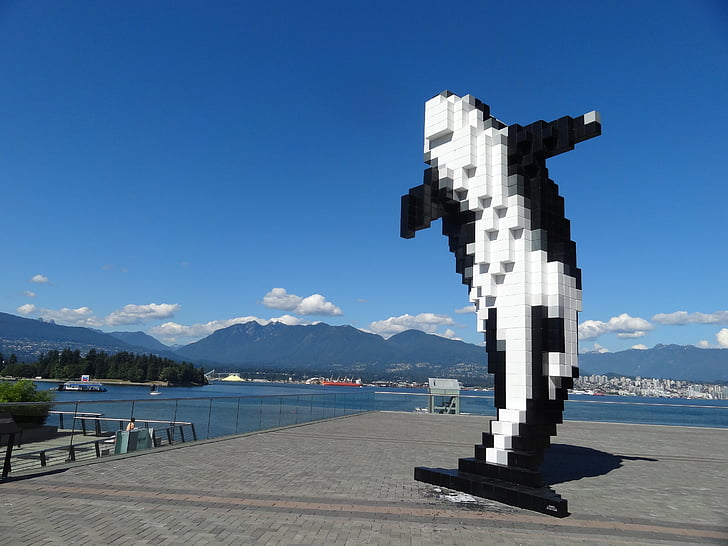 escultura, balena, l'aire lliure, Vancouver, muntanya, estàtua, cultura