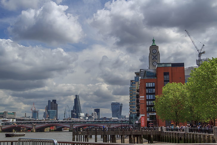 River thames, OXO budynku, Miasto, Londyn, Anglia, punkt orientacyjny, Skyline