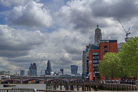 Themsen, oxo byggnad, staden, London, England, landmärke, Skyline