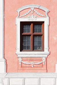 okno, mračni roza, fasada, slikarstvo, Wasserburg, bela, dekor