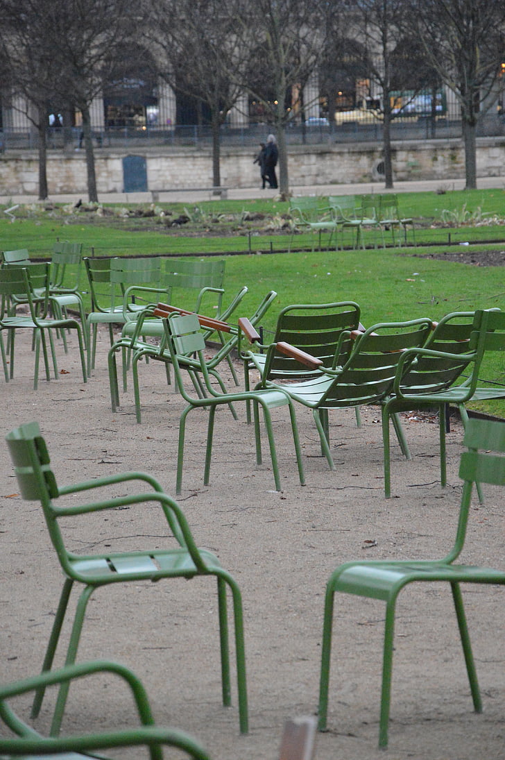 столове, зимна градина, Люксембург, Париж, празни столове, стол, на открито