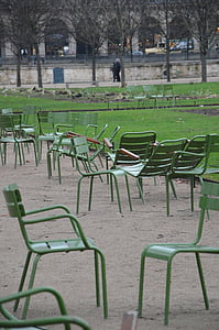 cadires, jardí d'hivern, Luxemburg, París, cadires buides, cadira, a l'exterior
