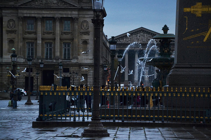 Fontana, Pariz, Concord, vode, umjetnost, kip, grad