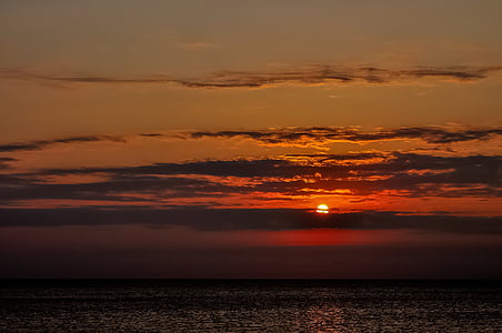 Océano, Cloudscape, puesta de sol, cielo, naturaleza, verano, mar