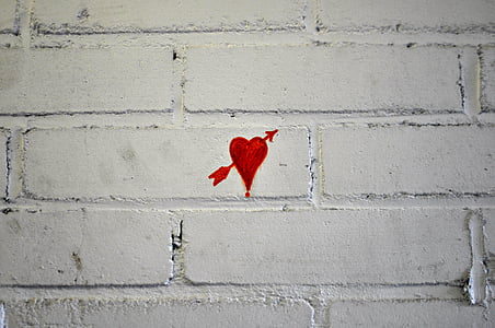 Graffiti, pared, arte de la calle, cultura, urbana, cuadro, corazón