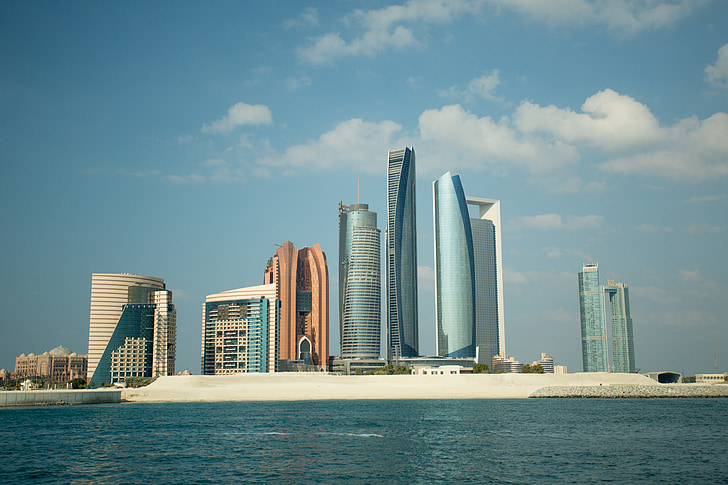 Abú Dhabí, město, Panorama, emiráty, Arabské, Dhabi, Abu