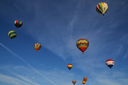 balloons, hot air, rising, sky, colorful, flight, event