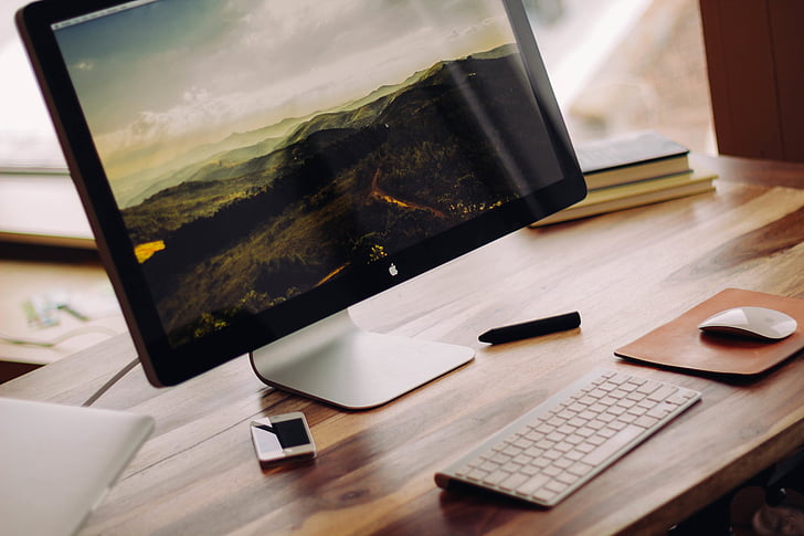 ябълка, бюро, iMac, iPhone, Mac, екран, работа