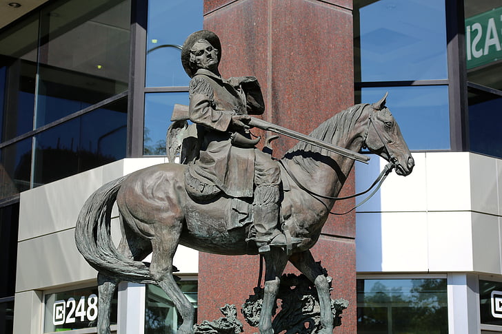 Statuia, cal, om, echitatie, cowboy, centrul orasului, Ogden