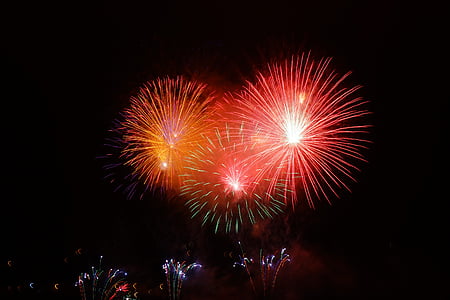 ledakan, warna, warna-warni, meledak, ledakan, kembang api, malam tahun baru