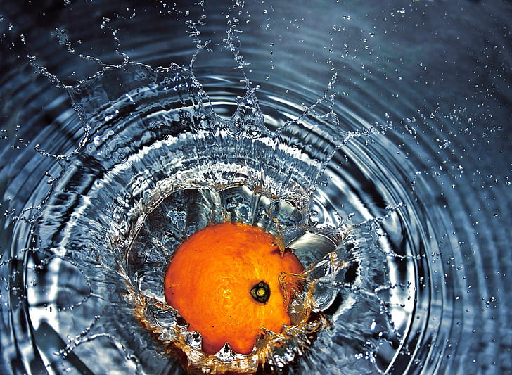fotografia, gotes, cos, l'aigua, taronja, L'aigua caient,, esquitxades