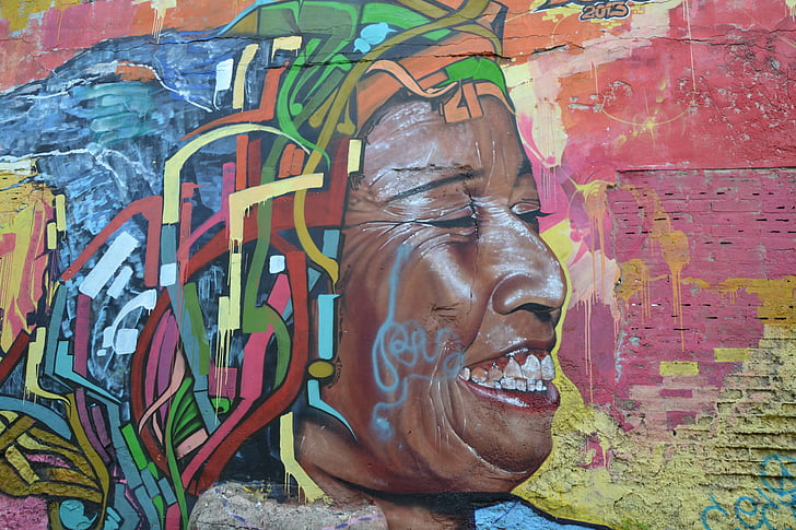 ansikte, Colombia, colombianska, Sydamerika, Graffiti, målning, ritning