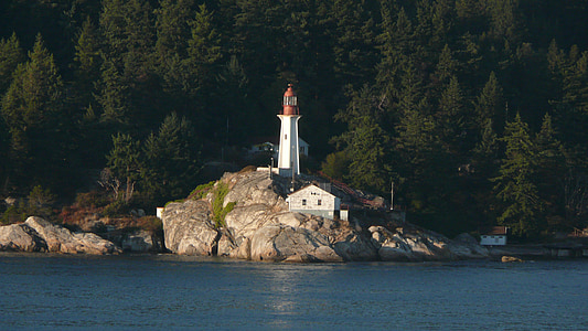 lighthouse, canada, vancouver, sea, ocean, mountain, water