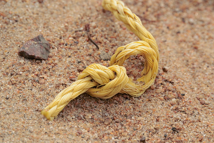 мотузка, пляж, жовтий, літо