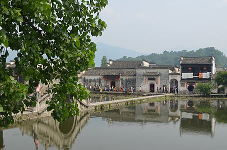 Huangshan, luonnollinen, näkymät, hongcun kylä