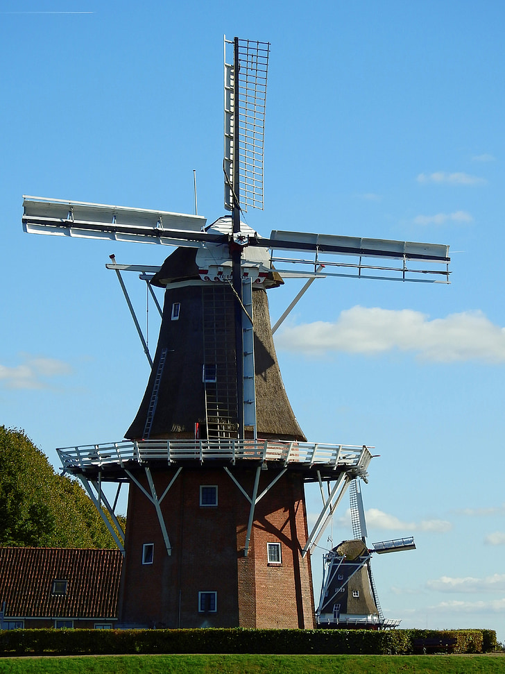 Mill, Windmill, byggnad, Sky, Wing, vind, Friesland