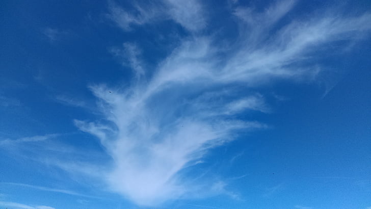 mėlynas dangus, baltas debesis, nuotrauka