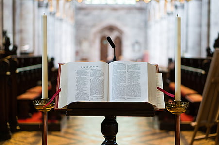 bible, blur, book, candles, candlesticks, church, holy