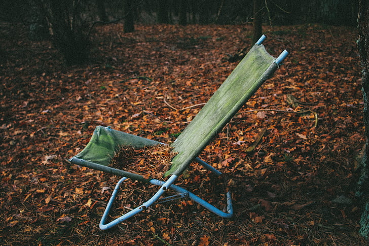 lawn chair, chair, fall, autumn, autumn leaves, outdoors, no people