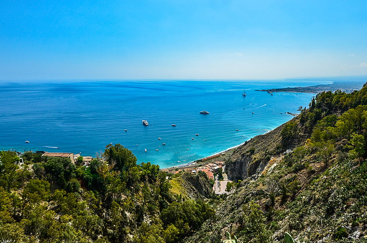 Сицилия, крайбрежие, брегова линия, пътуване, Италия, кораби, Шор