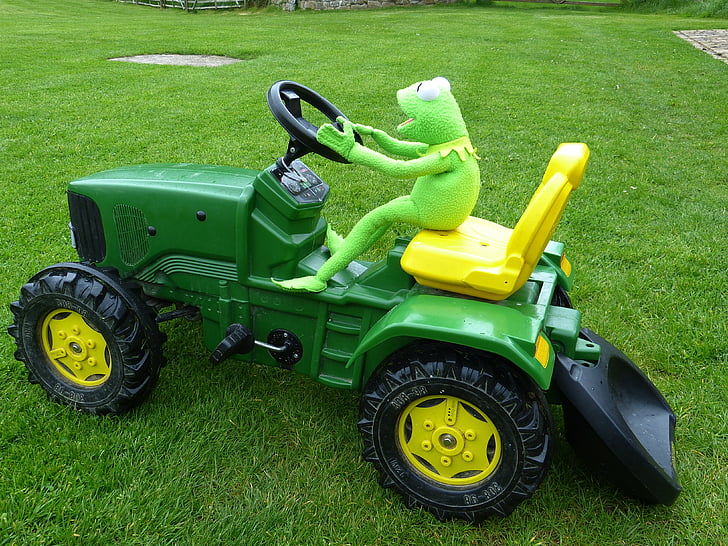 traktor, stasjon, leker, Kermit, frosk