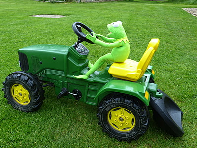 traktorius, automobiliu, Žaislai, Kermit, varlė
