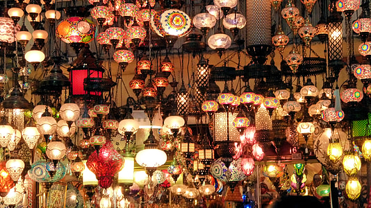 lamper, lanterner, Istanbul, shopping, butikk, lys, belysning