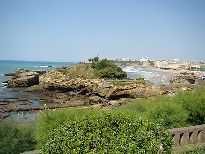 skats, Biarritz, vasaras, ainava, pilsēta, pludmale, jūra