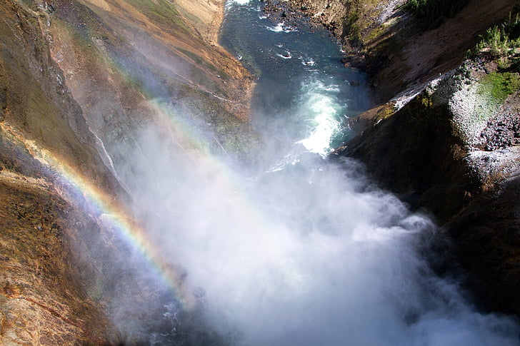 Jeloustouno nacionalinis parkas, mažesnis krioklys, krioklys, Vajomingas, Jungtinės Amerikos Valstijos, kanjonas, vandens