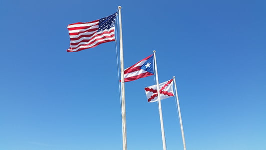 flags, blue, puerto rico, emblem, flag, uSA, sky