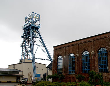headframe, Sondershausen, mine, Thüringen Tyskland, stål stilladser, besøgende, Museum