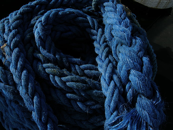 virvė, kabelis, laivas, mėlyna, Roterdamas, lynai