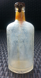 staré fľaše, staré, fľaša, London gin na suchý, Vintage, sklo, alkohol