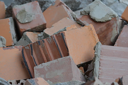 cegły, kamienie, bloki konstrukcyjne, rozbiórki, Kompilacja, sektora budowlanego