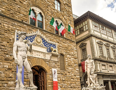 Florencja, Włochy, Plac, Plaza, Miasto, Architektura, posąg