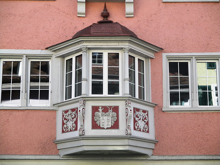 Architektura, arkýřové okno, okno, staré město, Diessenhofen, Rýn, Thurgau