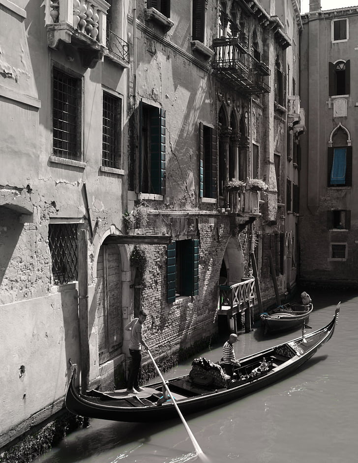 gondola, Veneţia, barci, nava mod, canal, apa canal, arhitectura