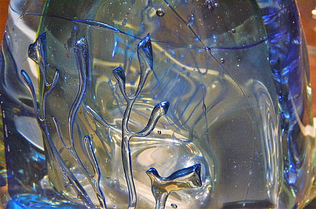 vidro, Resumo, decoração, plano de fundo, azul