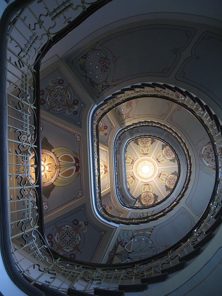 lépcsők, Riga, lépcső, Lettország, építészet, Nouveau, spirál